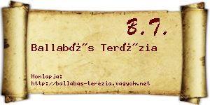 Ballabás Terézia névjegykártya